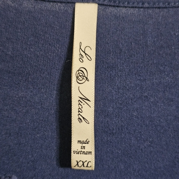 Leo & Nicole Blue Eyelet Lined V-Neck Short Sleeve Blouse 2X Summer Boho Peasant - Picture 4 of 6